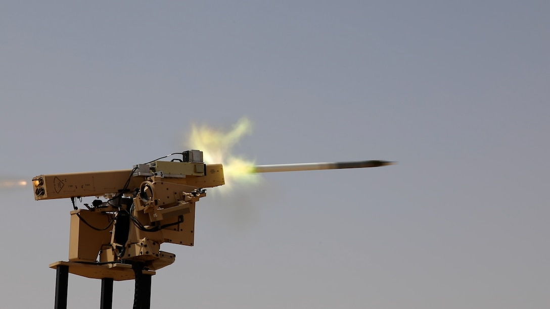 U.S. Army Combat Capabilities Development Command, DEVCOM, Containerized Weapon Systems firing a rocket during Red Sands Integrated Experimentation Center 23.2 at Shamal-2 Range in the Kingdom of Saudi Arabia, Sept. 12, 2023. Red Sands Live Effects 23.2 is a counter-small Unmanned Aerial Systems (C-sUAS) exercise conducted by the Saudi Arabian Armed Forces and U.S. Army Central. This bilateral exercise at the Shamal-2 Range in northeastern Saudi Arabia is the second iteration of the Red Sands Integrated Experimentation Center (IEC) concept, a forum to test and field counter-UAS systems and implement best practices to optimize interoperability between partners and systems. The first iteration of this concept was conducted in March 2023. (U.S. Army photo by Spc. Rhema Eggleston)