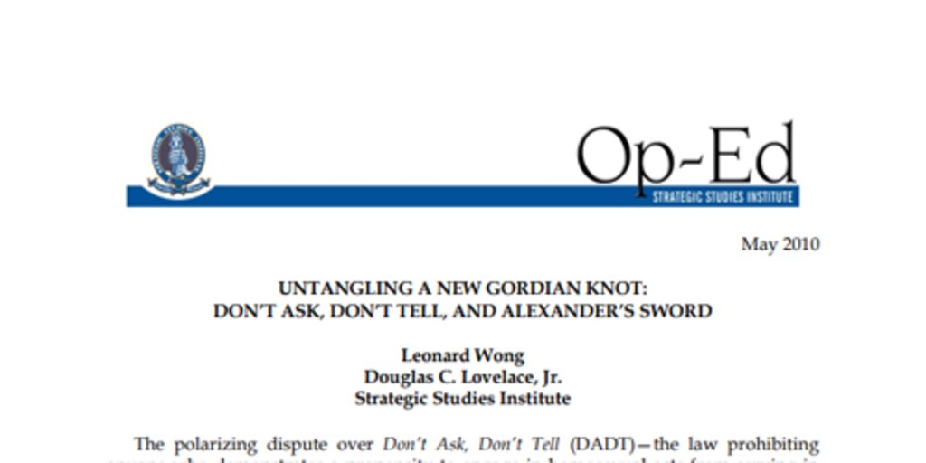 Cover for Untangling a New Gordian Knot: Don't Ask, Don’t Tell, and Alexander’s Sword