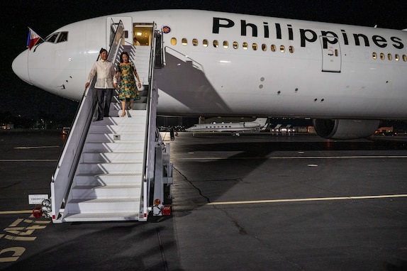 Philippine President Ferdinand R. Marcos Jr. arrives at Joint Base Pearl Harbor-Hickam in Hawaii, Nov. 18, 2023. The visit included exchanges on regional security and mutual partnership, further developing the strong democratic, economic and strategic partnership with the Philippines codified in the 1951 U.S.-Philippines Mutual Defense Treaty. USINDOPACOM is committed to enhancing stability in the Indo-Pacific region by promoting security cooperation, encouraging peaceful development, responding to contingencies, deterring aggression and, when necessary, fighting to win. (U.S. Navy photo by Mass Communication Specialist 1st Class John Bellino)