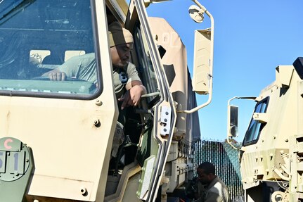 Dozens of wheeled vehicle mechanics (91B) keep tactical vehicles operational at the District of Columbia National Guard’s Combined Support Maintenance Shop at Joint Base Anacostia-Bolling (JBAB), Oct. 21, 2023. Four maintenance shops ensure mechanics are technically sound in maintenance and recovery to fulfill mission requirements. Vehicles include Medium Tactical Vehicles (MTV), Light Medium Tactical Vehicles (LMTV), High Mobility Multipurpose Wheeled Vehicles (HMMWV), and Mine Resistant Ambush Protected All-Terrain Vehicles (M-ATV). (U.S. Air National Guard photo by Master Sgt. Arthur Wright)