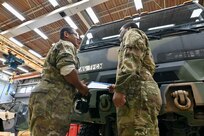 Dozens of wheeled vehicle mechanics (91B) keep tactical vehicles operational at the District of Columbia National Guard’s Combined Support Maintenance Shop at Joint Base Anacostia-Bolling (JBAB), Oct. 21, 2023. Four maintenance shops ensure mechanics are technically sound in maintenance and recovery to fulfill mission requirements. Vehicles include Medium Tactical Vehicles (MTV), Light Medium Tactical Vehicles (LMTV), High Mobility Multipurpose Wheeled Vehicles (HMMWV), and Mine Resistant Ambush Protected All-Terrain Vehicles (M-ATV). (U.S. Air National Guard photo by Master Sgt. Arthur Wright)