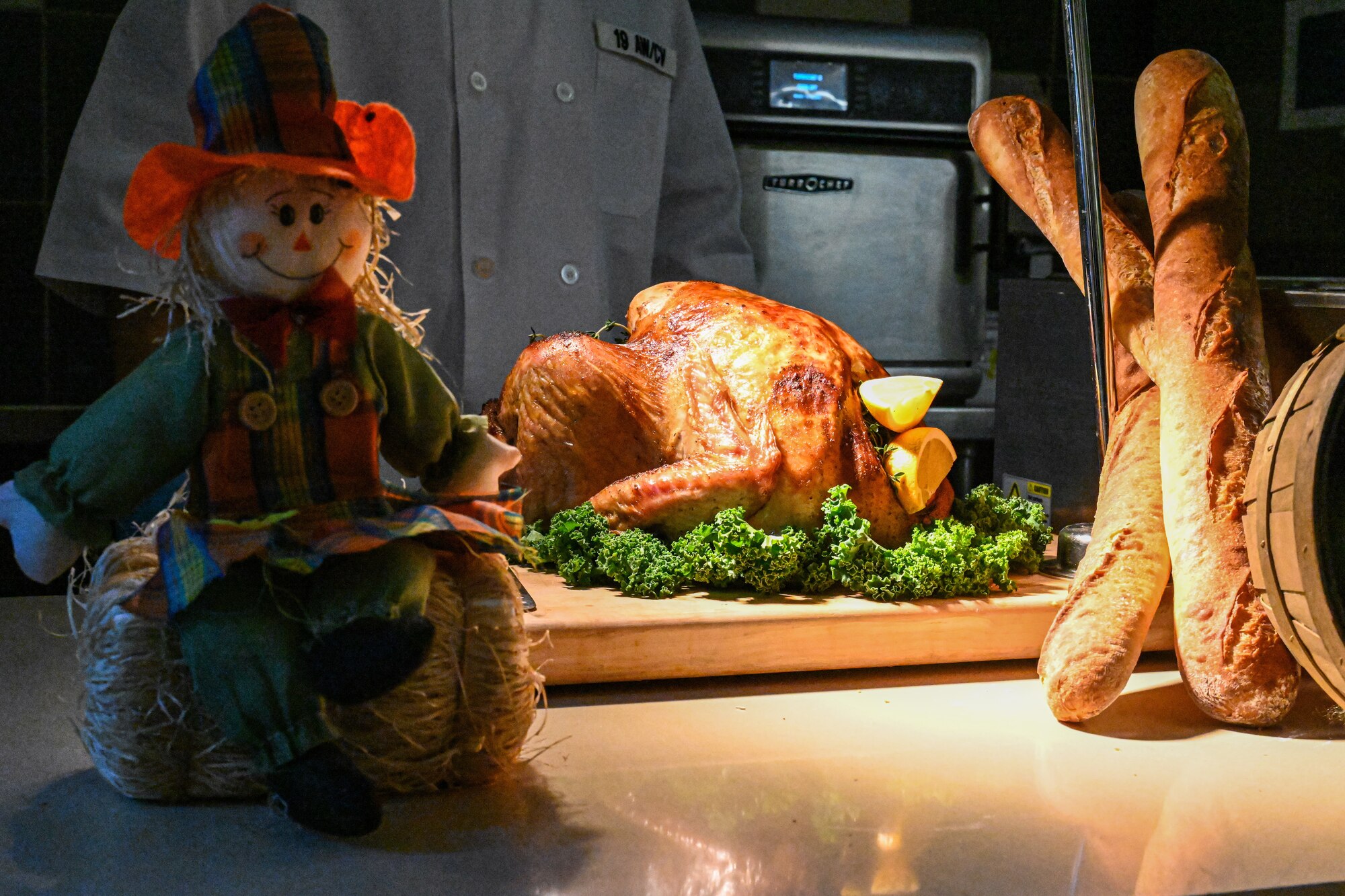 Col. James O’Brien III, 19th Airlift Wing vice commander, displays a turkey at Little Rock Air Force Base, Arkansas, Nov. 24, 2022.