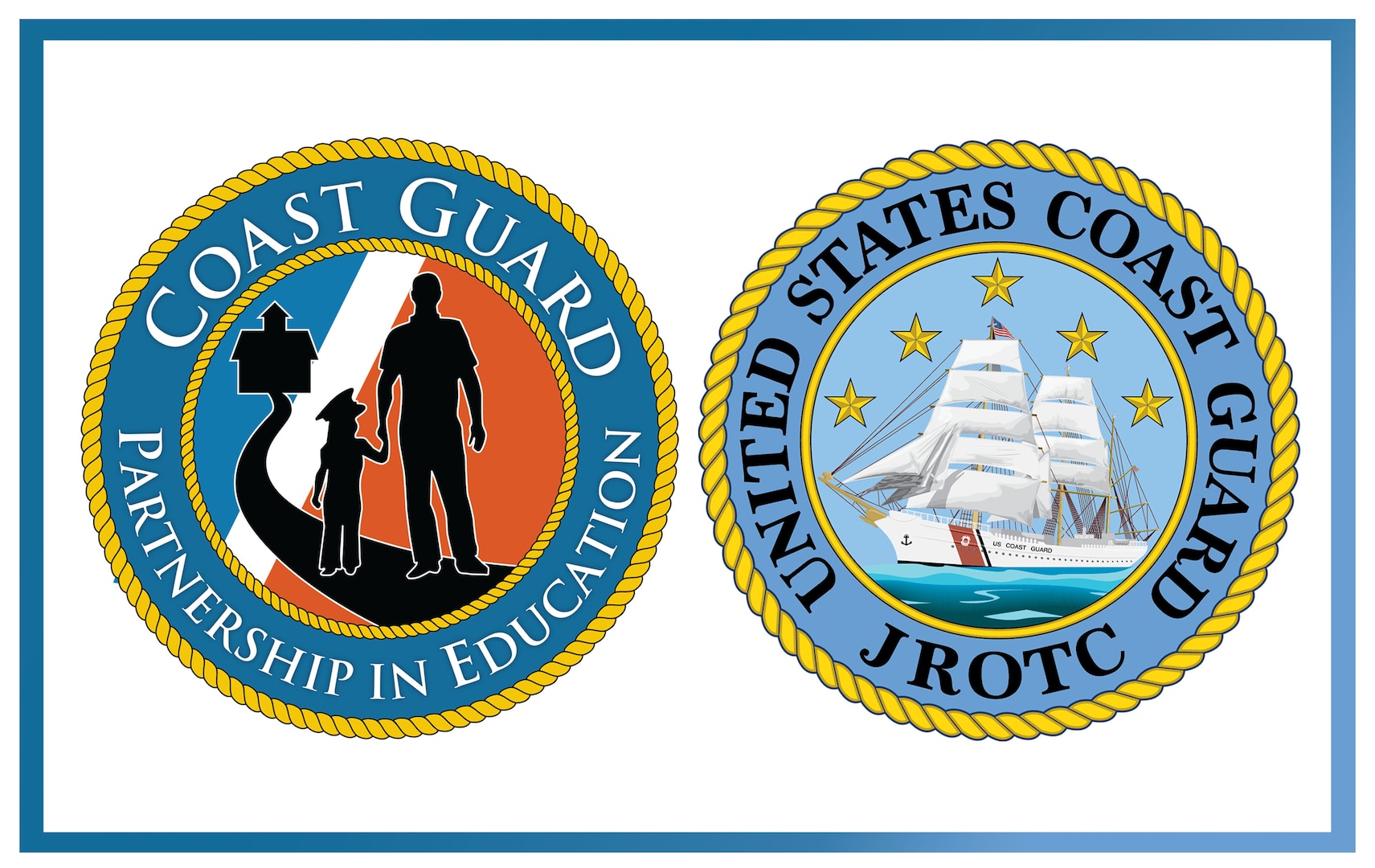 Partners In Education and Coast Guard Junior Reserve Officer Training Corps logos.