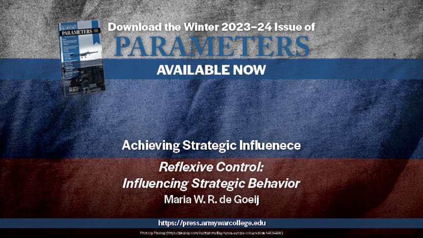 The US Army War College Quarterly Parameters - Winter 2023-24 | Reflexive Control: Influencing Strategic Behavior | by Maria W. R. de Goeij 
Decisionmakers can use reflexive control to change the other’s perceptions about their utility sets. Reflexive control contains underlying elements that could help give structure to analyses of strategic behavior by using a nonlinear approach that aims to improve the quality of assessments. This exploratory literature study reviews the interpretations of the concept of reflexive control, how elements of reflexive control link to the more widely accepted existing body of knowledge, and how they could be valuable additions to the current work on the analysis of strategic behavior.  

Keywords: reflexive control, strategic behavior, strategic analysis, nonlinearity, complex adaptive system