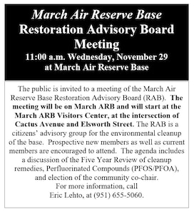 March Air Reserve Base Restoration Advisory Board Meeting