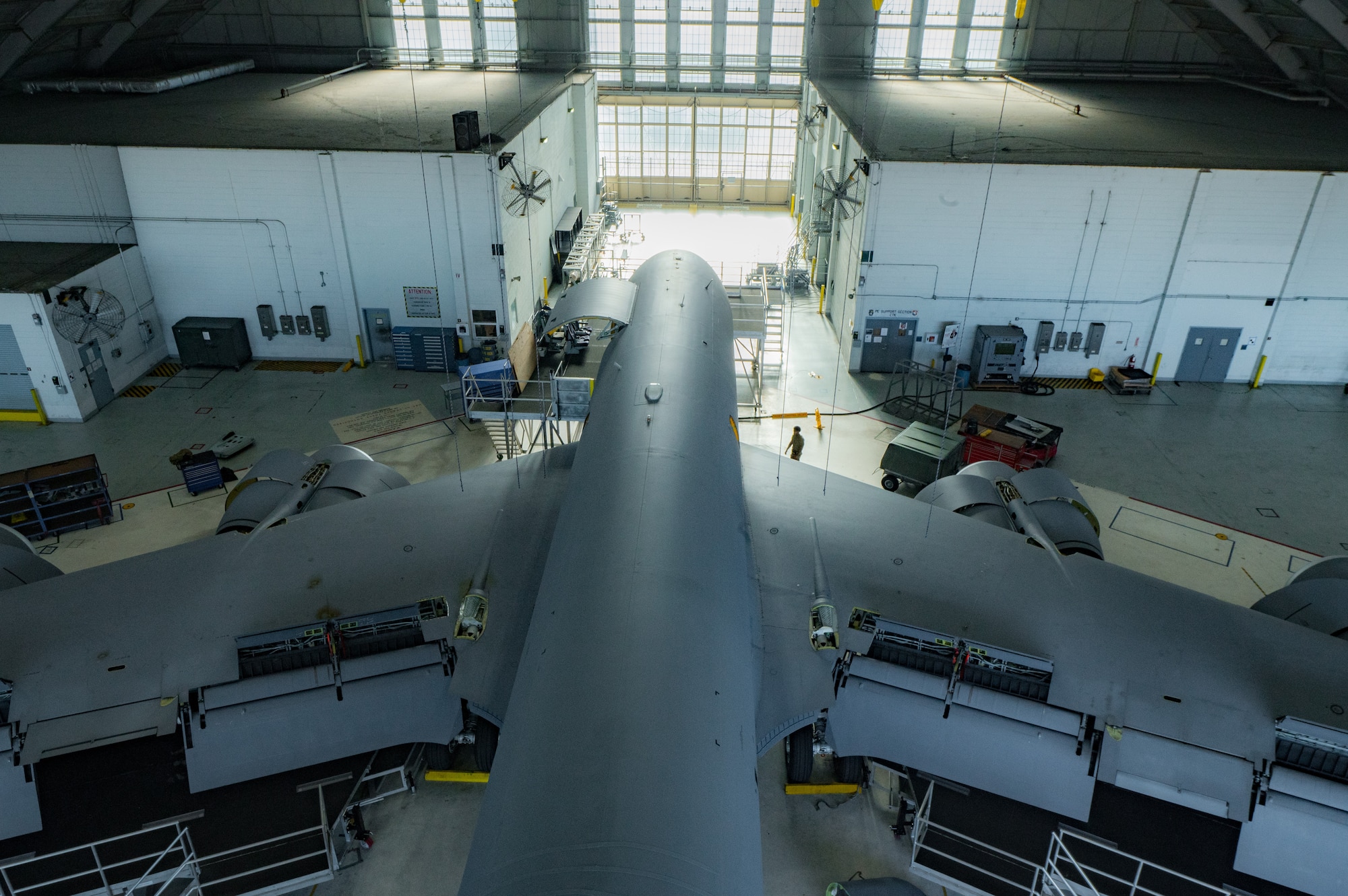 A KC-135 Stratotanker assigned to the 6th Air Refueling Wing is shown inside a hangar at MacDill Air Force Base, Florida, Nov. 20, 2023.