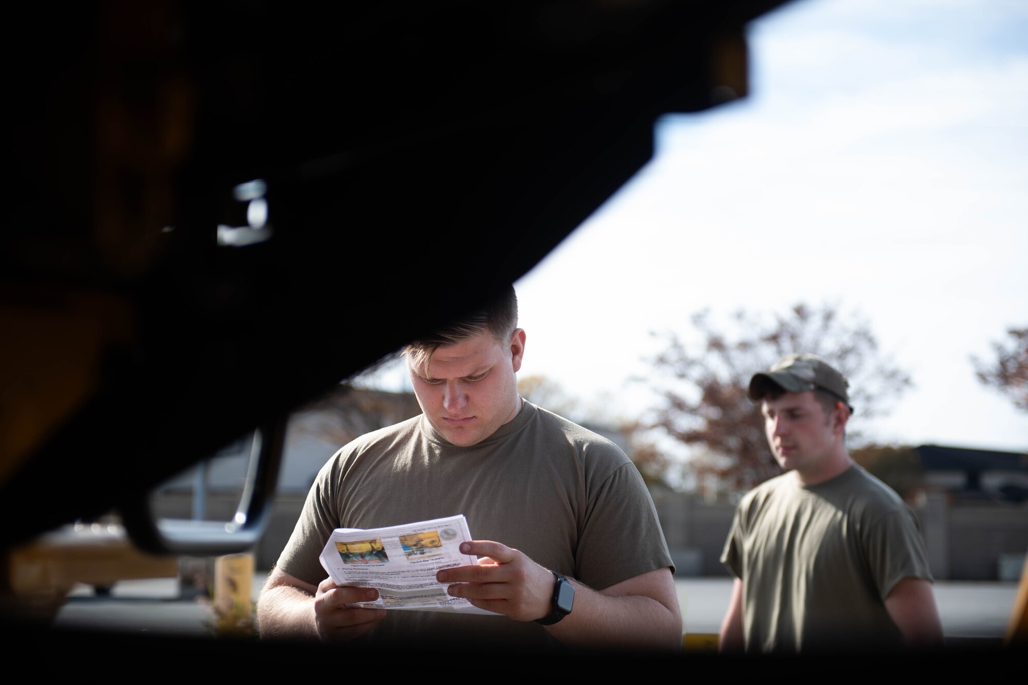 U.S. Air Force Senior Airman Trenton Willert, 436th Aerial Port Squadron air transportation specialist, conducts a joint inspection on a 10K AT forklift at Dover Air Force Base, Delaware, Nov. 17, 2023. 436th APS and 436th Logistic Readiness Squadron practiced preparing the 10K AT Forklift for transportation in response to short-notice taskings. The 436th Mission Generation Group Tactics Team organized the event to strengthen points of interaction between the different squadrons within the group. (U.S. Air Force photo by Tech. Sgt. J.D. Strong II)