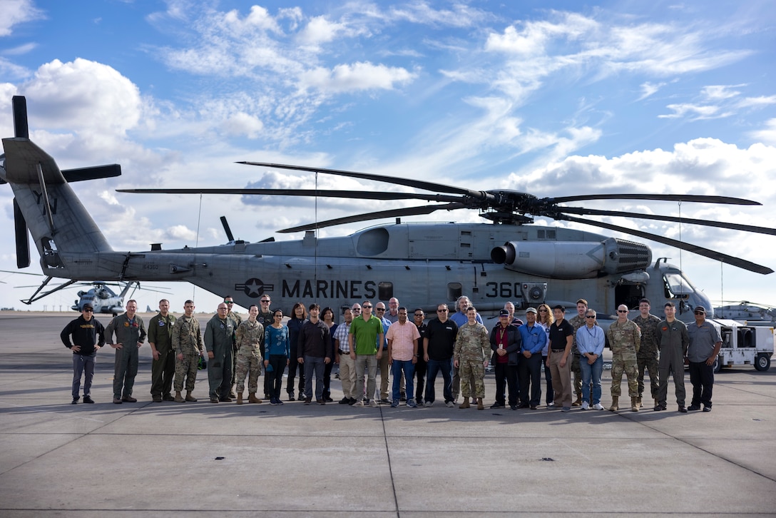 U.S. Marines with 3rd Marine Aircraft Wing and I Marine Expeditionary Force, U.S. Space Force Guardians with Space Systems Command, and Mobile User Objective System Program Office personnel attend a MUOS presentation at Marine Corps Air Station Miramar, California, Nov. 16, 2023. Members of Space Systems Command and the MUOS Program Office engaged with 3rd MAW and I Marine Expeditionary Force Marines to understand end-user considerations and see MUOS used at the tactical level. MUOS elevates Marine Corps warfighting capabilities by enhancing long-range, rapid communication and expanding the operational reach of the U.S. Armed Forces. (U.S. Marine Corps Photo by Cpl. Daniel Childs)