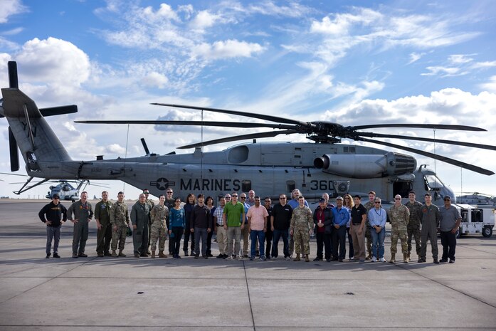 U.S. Marines with 3rd Marine Aircraft Wing and I Marine Expeditionary Force, U.S. Space Force Guardians with Space Systems Command, and Mobile User Objective System Program Office personnel attend a MUOS presentation at Marine Corps Air Station Miramar, California, Nov. 16, 2023. Members of Space Systems Command and the MUOS Program Office engaged with 3rd MAW and I Marine Expeditionary Force Marines to understand end-user considerations and see MUOS used at the tactical level. MUOS elevates Marine Corps warfighting capabilities by enhancing long-range, rapid communication and expanding the operational reach of the U.S. Armed Forces. (U.S. Marine Corps Photo by Cpl. Daniel Childs)