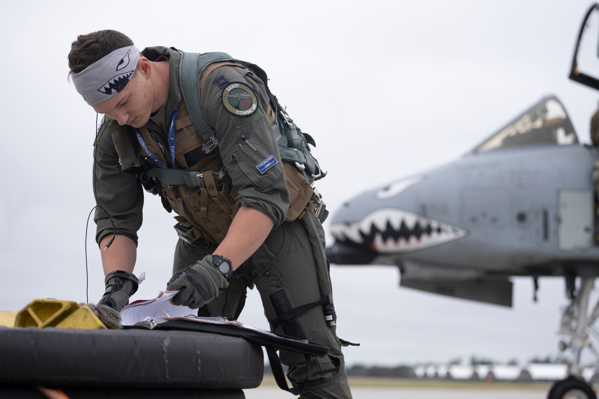 A pilot conducts a preflight check