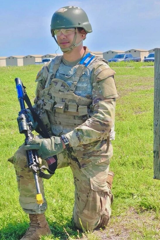 Pfc. Matt Fromzero, formerly Pfc. Mehmet Odabasi, trains at Fort Sill, Oklahoma for his Basic Combat Training, June 2023. Fromzero is a political refugee from Turkey who received U.S. citizenship after his BCT graduation. (Courtesy Photo)