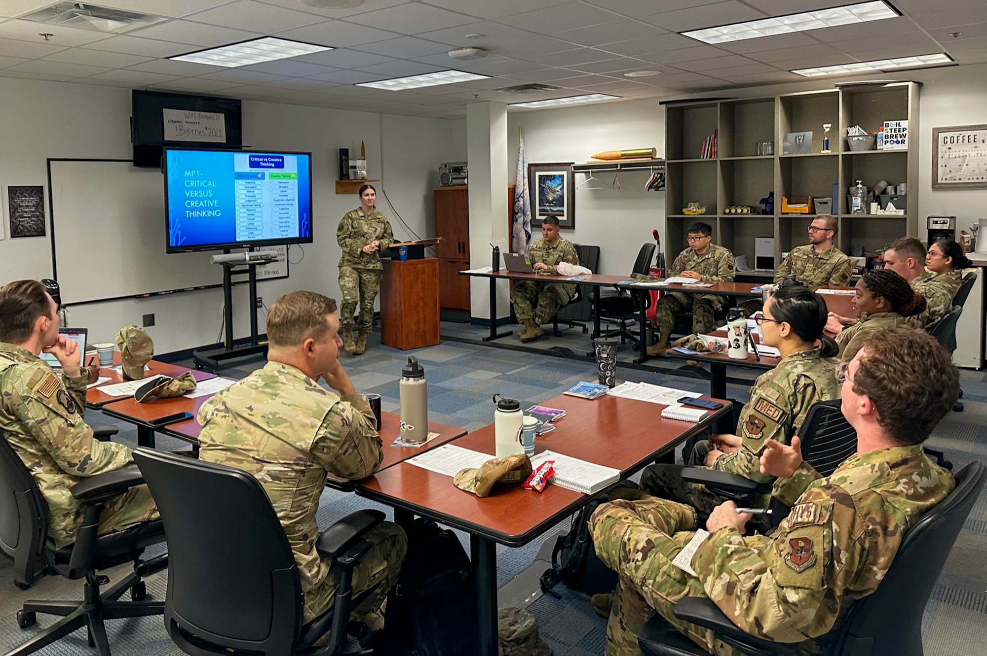 An instructor teaches the inaugural initial operational capability of the Junior Enlisted Foundations 300 course at the Robert D. Gaylor Noncommissioned Officer Academy on Joint Base San Antonio-Lackland, Nov. 14, 2023. (Courtesy photo)