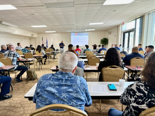 U.S. Coast Guard Forces Micronesia/Sector Guam hosts its second annual Industry Day on Nov. 20, 2023, in Guam. Following the success of the inaugural session in 2022, this event further strengthened the collaboration between the U.S. Coast Guard and the maritime industry. The day's agenda included insightful presentations and discussions led by U.S. Coast Guard officials and industry experts. Topics ranged from domestic vessel inspection and maritime cybersecurity to modernization updates from the Port of Guam. This Industry Day is significant for the U.S. Coast Guard and the maritime industry. It provides a unique platform for a mutual exchange of ideas and challenges, helping to build a stronger, more informed maritime community. (U.S. Coast Guard photo by Chief Warrant Officer Sara Muir)