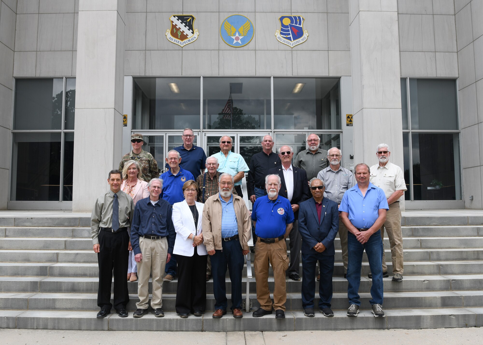 Arnold Engineering Development Complex Fellow Claude Morse, front row third from right, is among the AEDC Fellows and leaders who met June 23, 2023, at Arnold Air Force Base, Tenn., headquarters of AEDC, for Fellows’ Day. Morse, who worked at Arnold for more than 30 years and is credited for marketing the capabilities of AEDC to the media, national and international industry, and the local community, passed away Nov. 12, 2023, at the age of 79. (U.S. Air Force photo by Jill Pickett)