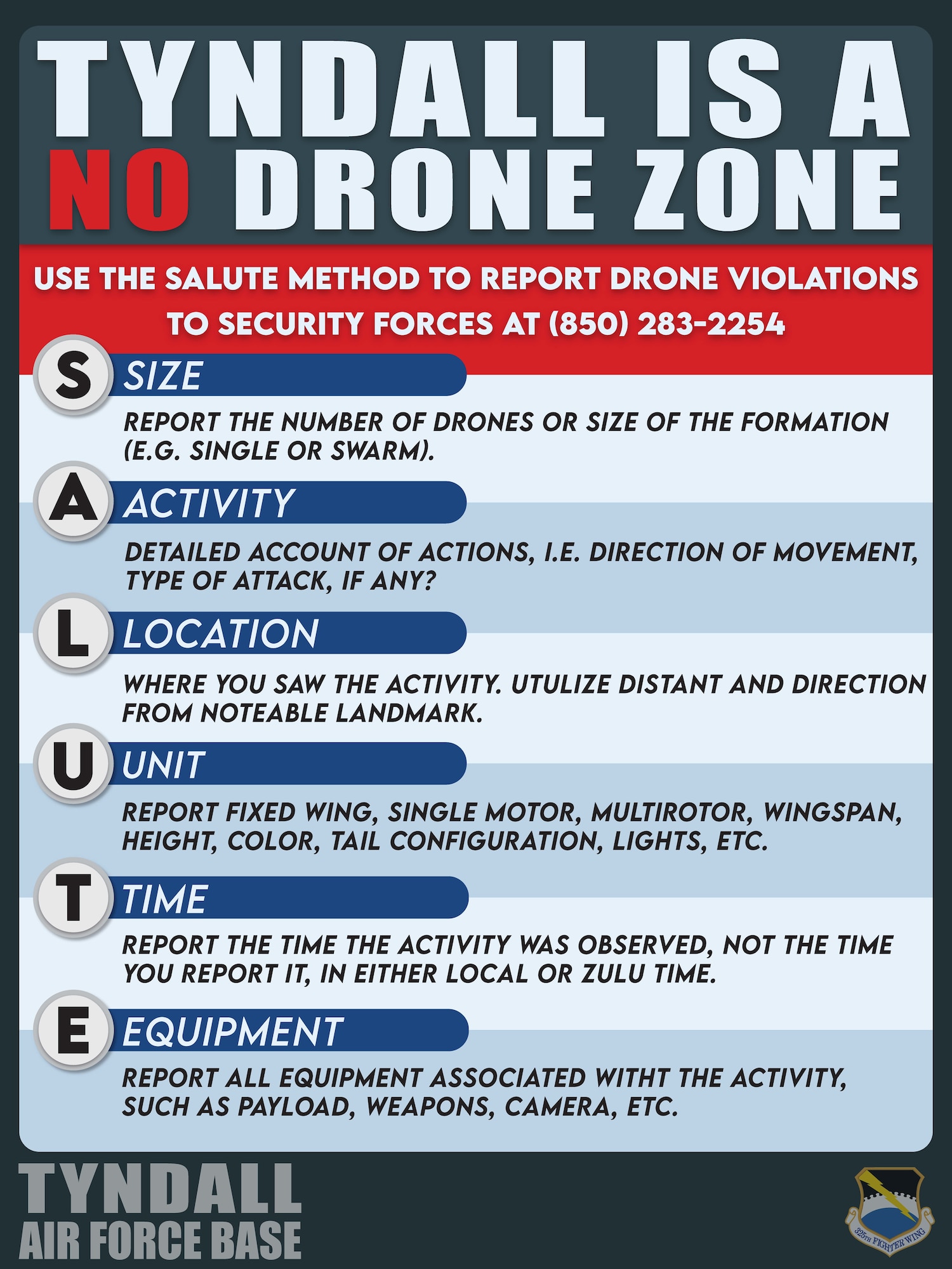 A graphic about how Tyndall is a no drone zone