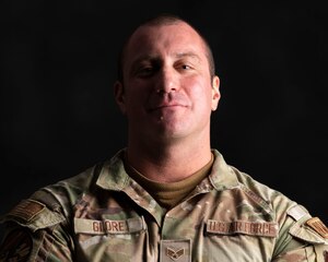 U.S. Air Force Senior Airman Garrett Glore, 314th Fighter Squadron aircraft resource manager, poses for a photo at Holloman Air Force Base, New Mexico, Oct. 17, 2023. Glore demonstrated his commitment to putting others before himself by saving the lives of five civilians in his off-duty time. (U.S. Air Force photo by Senior Airman Corinna Sanabia)