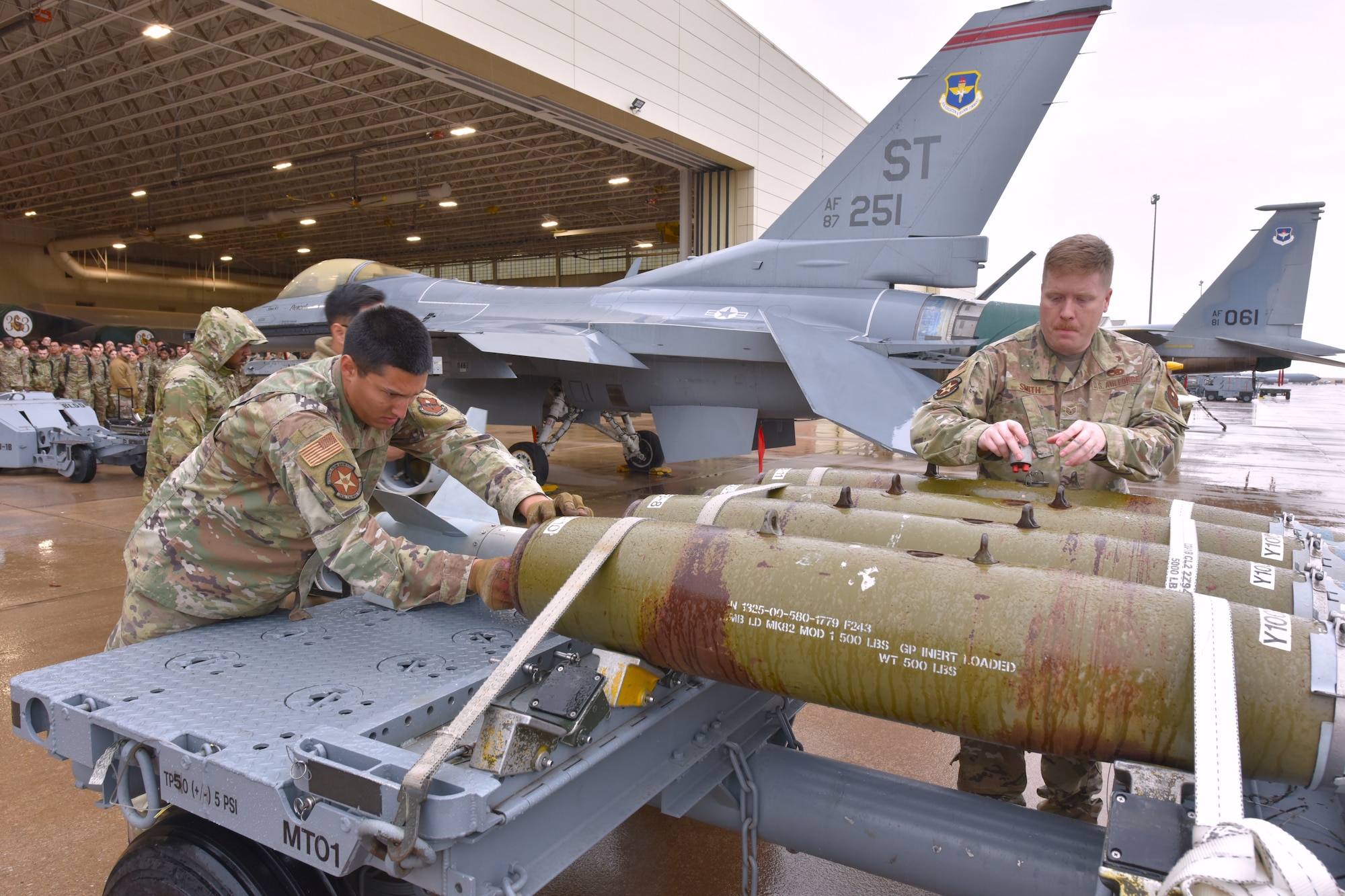 Airmen assemble a bomb