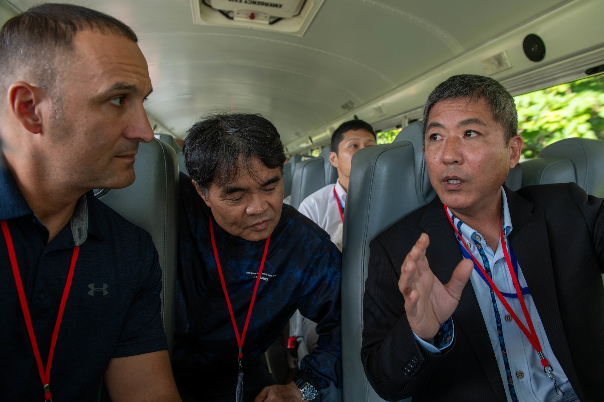 Command Chief Wolfgang talking with Warrant Officer Yutaka Uehara
