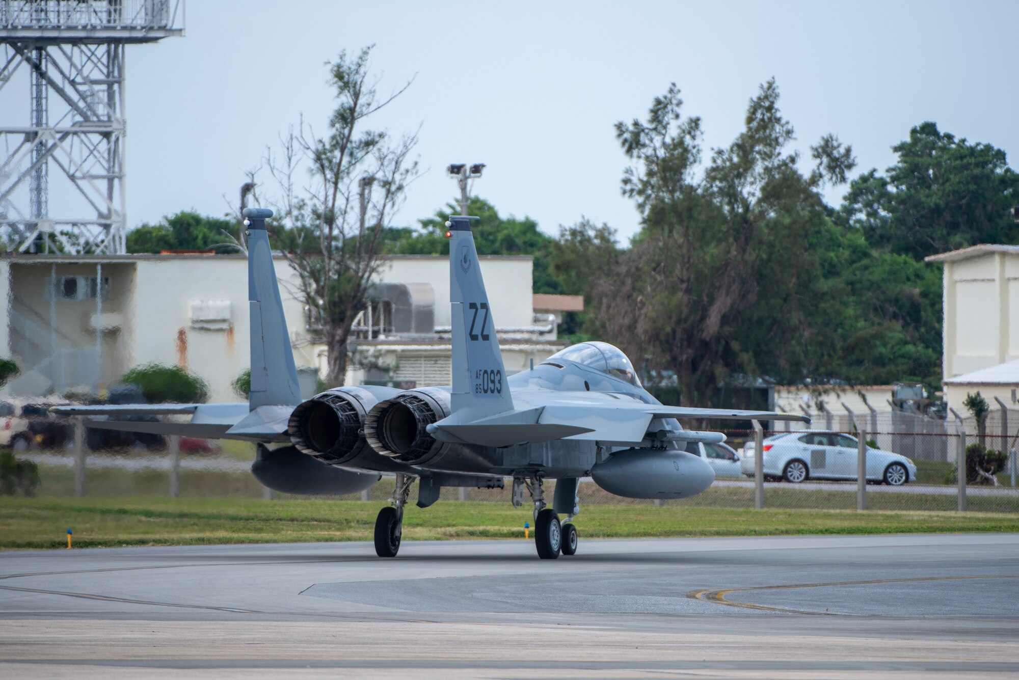 fighter plan drives towards the flightline