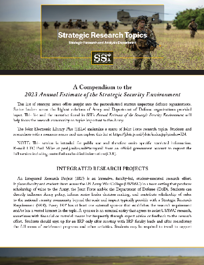 Strategic Research Topics: A Compendium to the 2023 Annual Estimate of the Strategic Environment