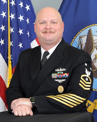 Official photo of CMDCM Adam Barman, NSA Lakehurst