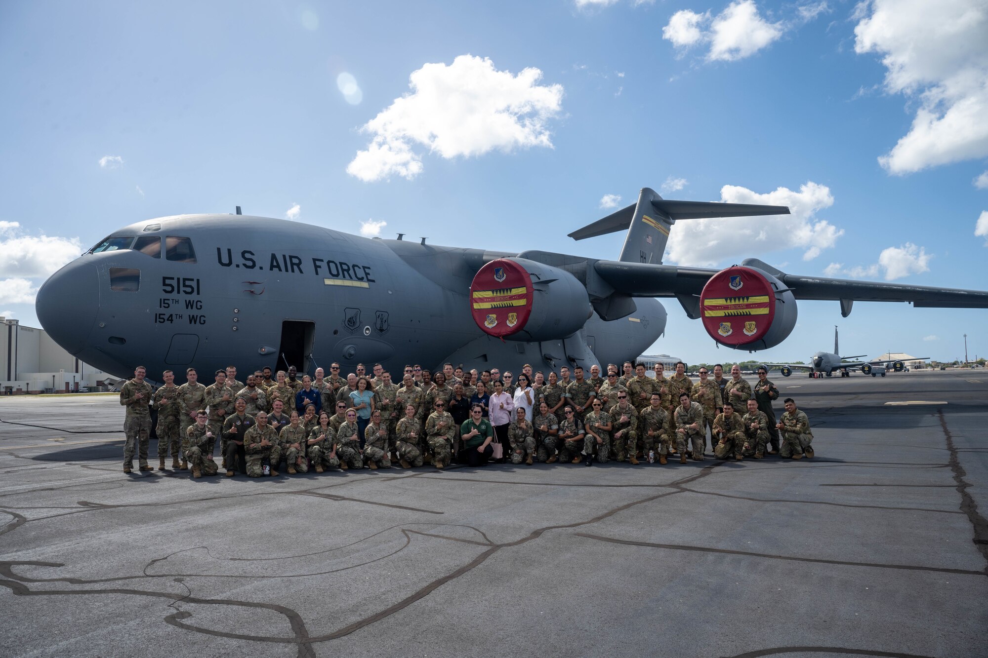 Medical service members from around the island attend an aeromedical evacuation showcase at Joint Base Pearl Harbor-Hickam, Hawaii, Nov. 17, 2023. The event highlighted each medical role that is involved with AE and the members discussed how they operate during patient movements. (U.S. Air Force photo by Senior Airman Makensie Cooper)