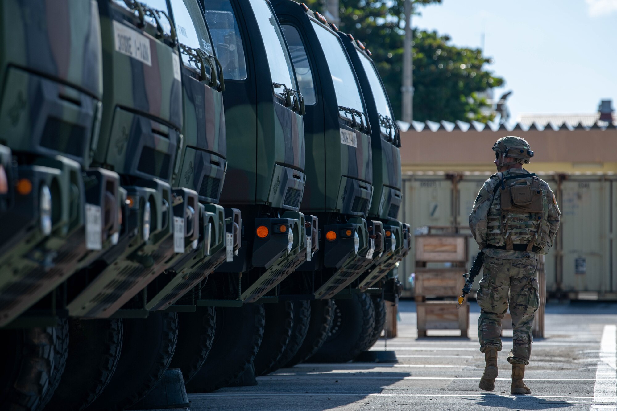 U.S. Army soldier conducting roaming guard duties