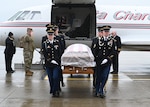 An honor guard from the New Hampshire Army National Guard escorted the body of Staff Sgt. Tanner Grone during an honorable transfer Nov. 22, 2023, at the Army Aviation Support Facility in Concord, N.H.