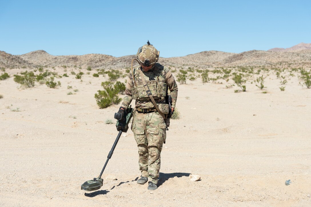 The Explosive Ordnance Disposal flight from the 812th Civil Engineer Squadron recently teamed up with the Army’s C Company, 2916th Aviation Battalion, “Desert Dustoff,” for an intensive series of training exercises at the National Training Center at Fort Irwin, California, October 2023.