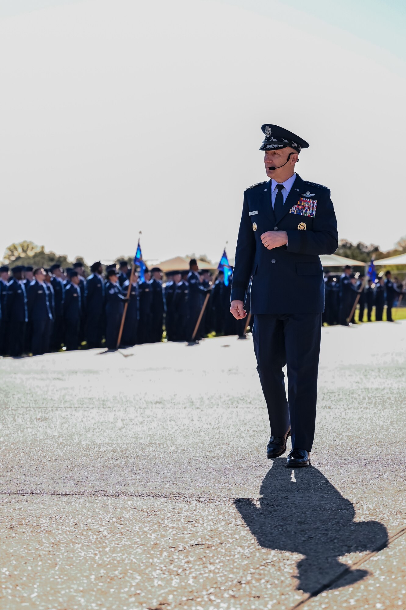 More than 700 Airmen assigned to Flights 1-17, graduated from U.S. Air Force Basic Military Training at Joint Base San Antonio, Texas, November 21-22, 2023. The events mark the return to multi-squadron ceremonies. Gen. David W. Allvin, Chief of Staff of the Air Force, reviewed the ceremony. (U.S. Air Force photo by Gregory T. Walker)