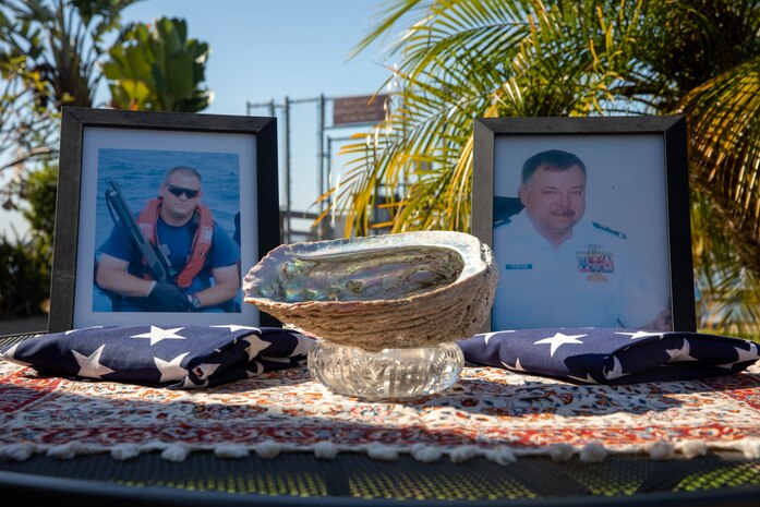 U.S. Coast Guardsmen are honored by Guardsmen, friends and families at the 20th annual Turkey Fry, at Marine Corps Recruit Depot, San Diego, Nov. 17, 2023. The annual Pacific Tactical Turkey Fry, originally named Operation Enduring Turkey Freedom, began in the Arabian Gulf in 2004, for the holiday season in support of Operation Enduring Freedom. (U.S. Marine Corps photo by Lance Cpl. Sarah Grawcock)