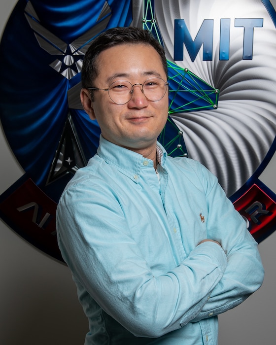 U.S. Air Force Master Sgt. Hyuk Yoo, Phantom Fellow, DAF-MIT Artificial Intelligence Accelerator (AIA), poses for a photo at the AIA office, Cambridge, Mass., April 5, 2023. The AI Accelerator leverages universities, small businesses, traditional defense, and non-traditional commercial ventures, collaborating with the Air Force and Space Force to develop and ensure the ethical use of AI technologies for society and the nation. (U.S. Air Force photo by Tech. Sgt. Brycen Guerrero)