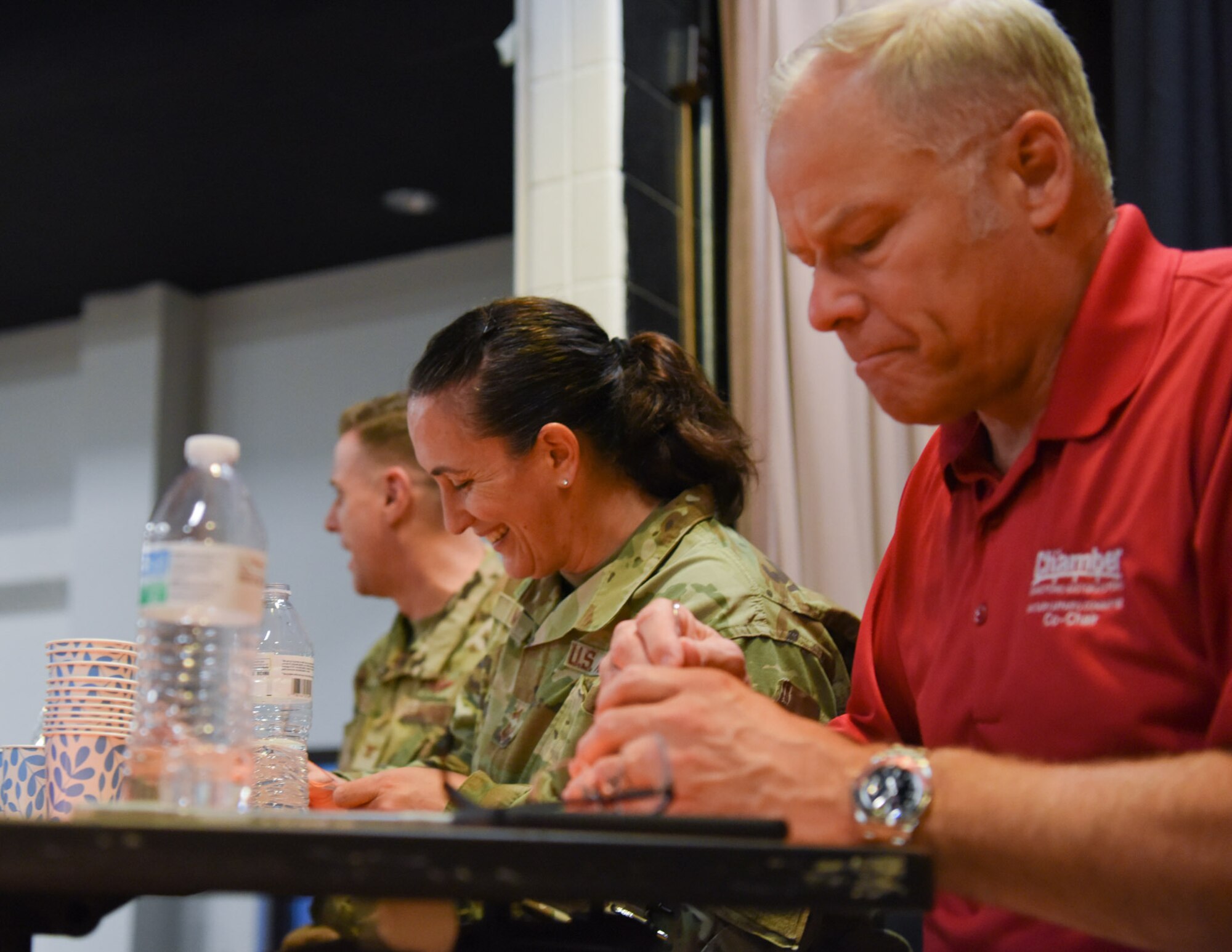 Airmen enjoying the soup supper with their families.