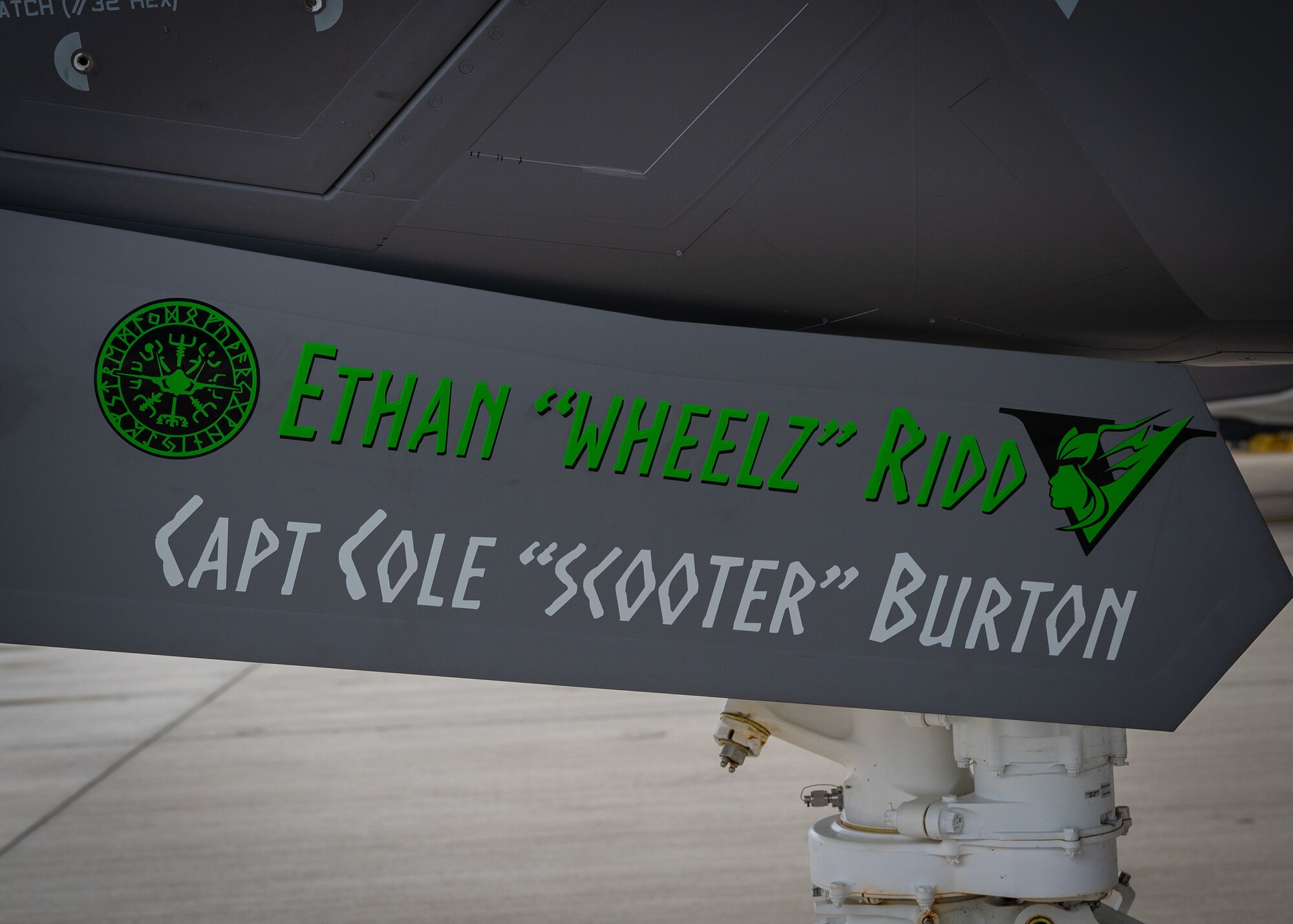 Pilot for a Day, Ethan Ridd has his name and call sign printed on an F-35A Lightning II.