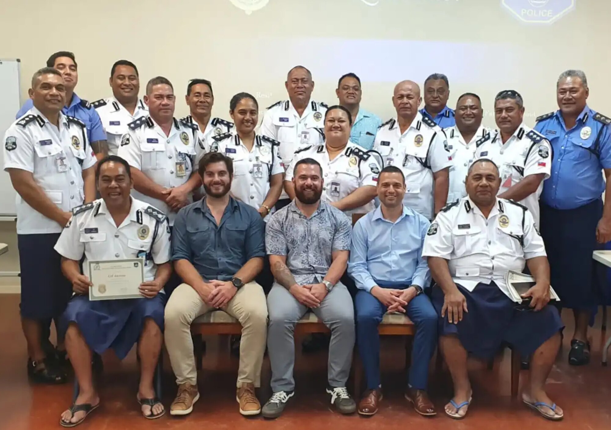 Members of the Office of Special Investigations recently conducted a groundbreaking mental health wellness seminar for law enforcement Oct. 23-26, 2023, in Apia, Samoa, in collaboration with the U.S. Embassy and Samoa's Ministry of Police. (Courtesy photo)