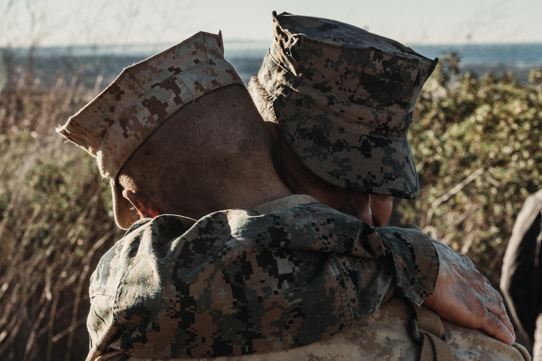 Globe and Anchor at Marine Corps Base Camp Pendleton, California, Nov. 21, 2023. The EGA ceremony was the final event of the Crucible and represents the transformation from recruit to Marine. (U.S. Marine Corps photo by Cpl.  Devereux)