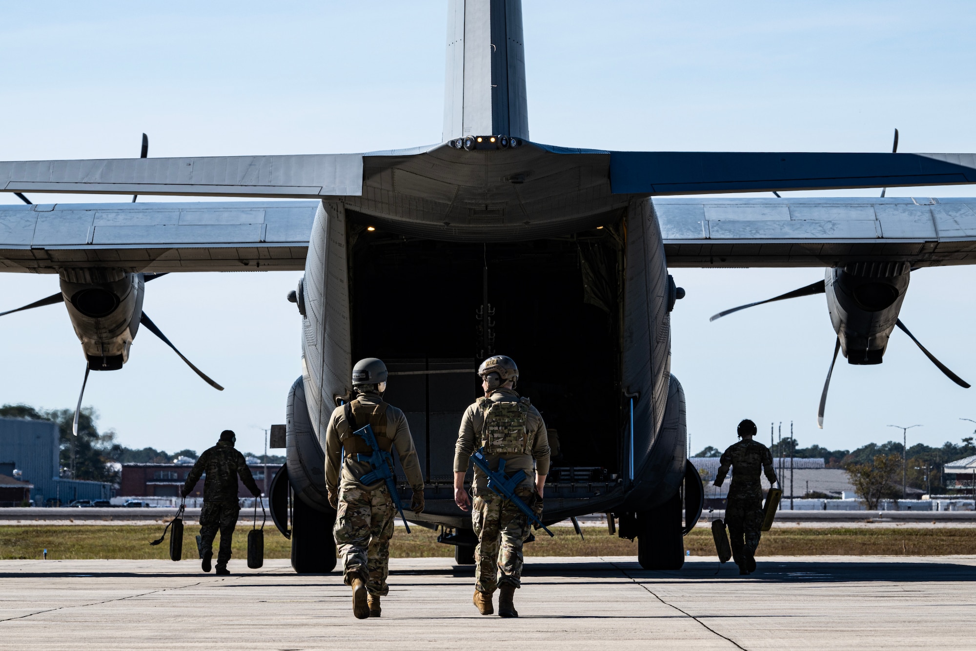C-130 pilot prepares for take-off