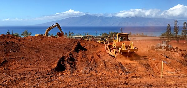 U.S. Army Corps of Engineers contractors prepare a site for construction of a new temporary elementary school campus for the Lahaina, Hawai'i, community, Nov. 25, 2023, after receiving the Notice to Proceed Nov. 20. The base contract for $53.7 million was awarded to Pono Aina Management, LLC, of Waianae, Hawai‘i, Nov. 4. It is anticipated that the temporary school will be handed over to the Department of Education for furnishing and installation of telecommunication equipment by the end of February 2024.