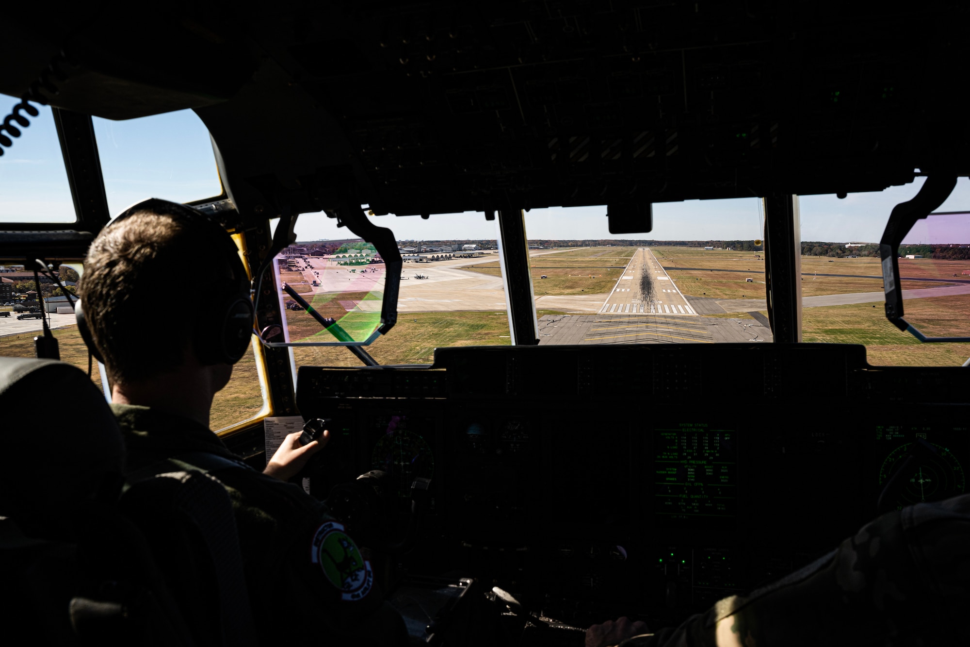 C-130 pilot prepares for take-off