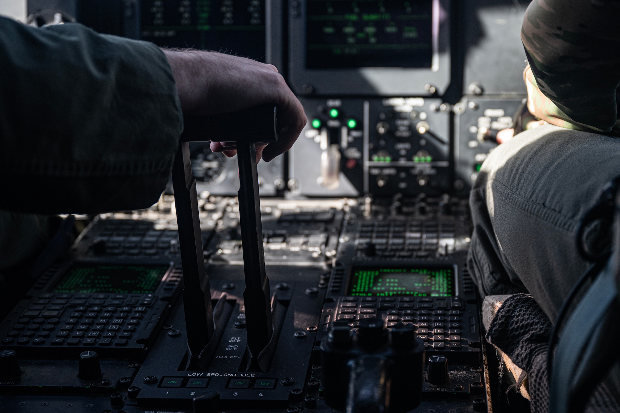 C-130 pilot prepares for take-off