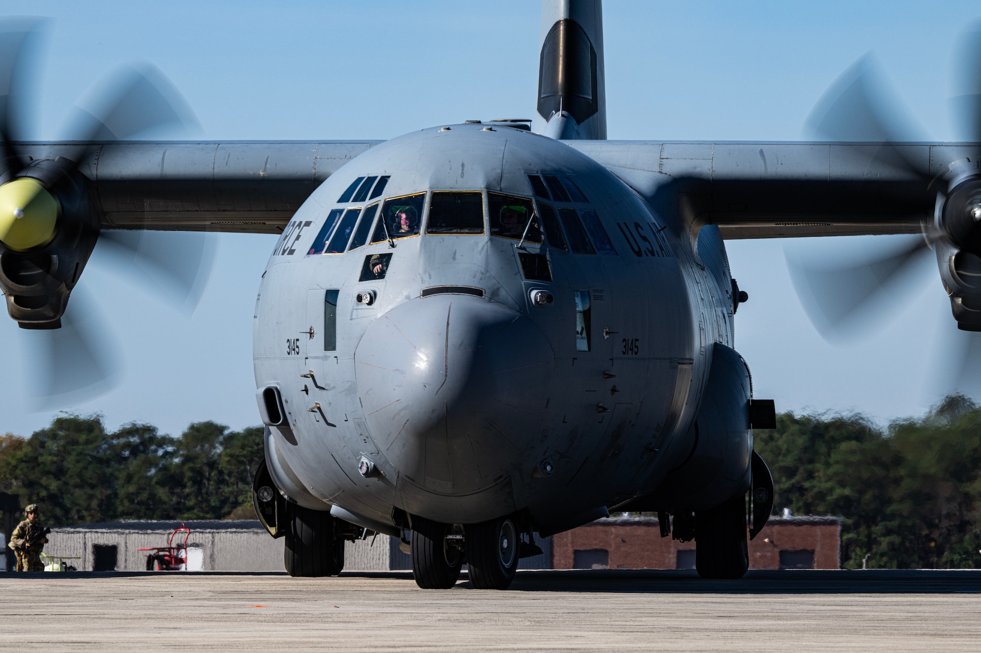 C-130 pilot prepares for take-off