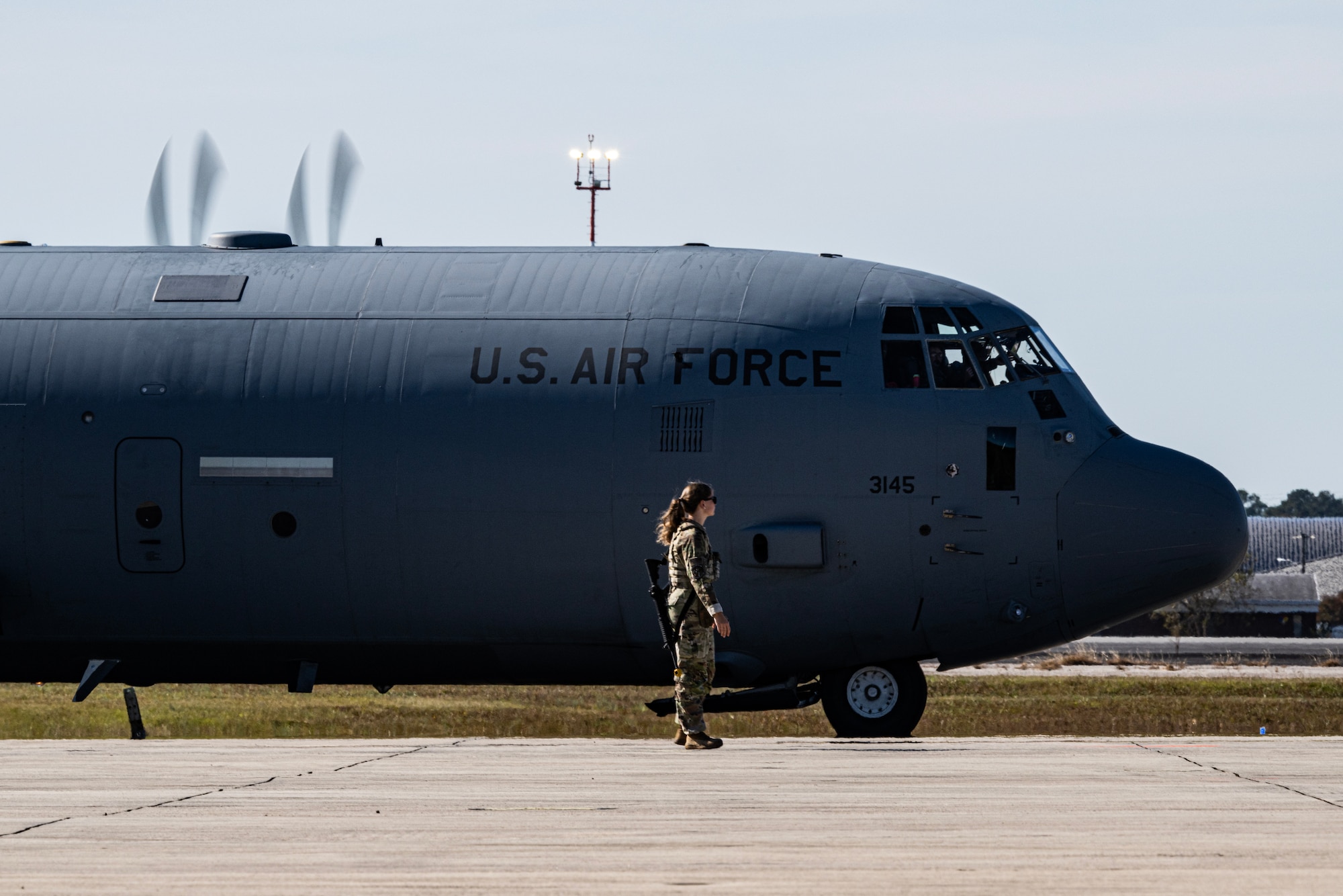 C-130 pilot prepares for take-off