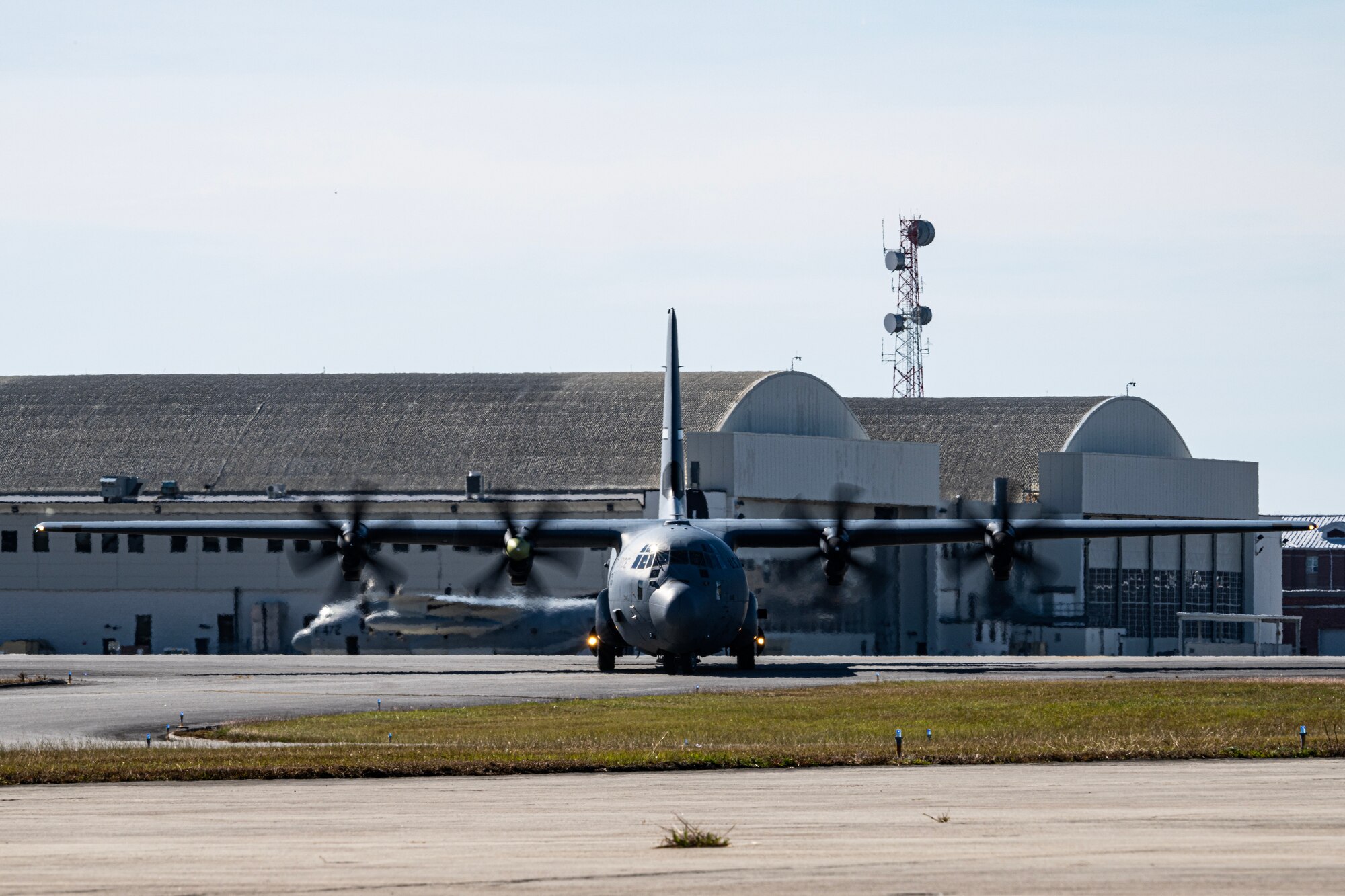 C-130 pilot prepares for take-off