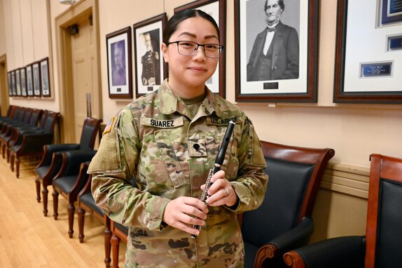 The U.S. Army School of Music named Spc. Margaret Suarez, a flutist with the District of Columbia National Guard 257th Army Band, the National Guard Army Bands Soldier of the Year for 2023, Oct. 13, 2023. The purpose of The Army Bands Soldier/NCO of the Year Competition identifies those Army musicians who best embodied the concept of highly trained, disciplined, holistically fit experts and professionals.