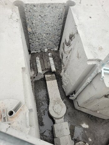 Progress photo of the gudgeon anchor replacement project at McNary Navigation Lock.