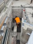 Progress photo of the gudgeon anchor replacement project at McNary Navigation Lock.