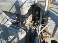 Progress photo of the gudgeon anchor replacement project at McNary Navigation Lock.