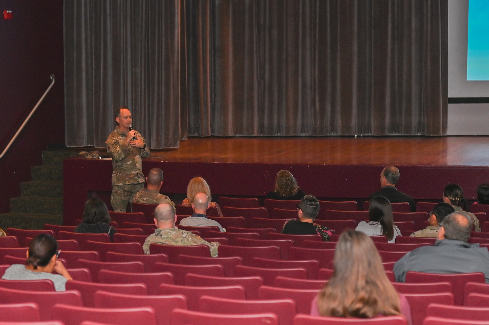 Vandenberg base members at a town hall