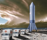 A graphic depicting Rocket Cargo, one of the Department of Air Force Vanguard programs that focuses on rapid global mobility including delivery of medical supplies. The Clinical and Operational Space Medicine Innovation Consortium, or COSMIC, created a research working group to address defense space-linked medical research gaps. This newly established collaboration between the 711th Human Performance Wing’s Human Effectiveness Directorate, the Air Force Research Laboratory and the 59th Medical Wing will serve as a platform to fuse human health and performance research capabilities and expertise across both organizations. (U.S. Air Force illustration)
