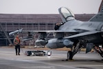A U.S. Air Force F-16 Fighting Falcon assigned to the 36th Fighter Squadron returns from Commando Sling 23 at Osan Air Base, Republic of Korea, Nov. 27, 2023. The 36th FS flew 60 sorties, consisting of basic fighter maneuvers, air combat maneuvers, defensive counter air and offensive counter air sorties, integrating with various Republic of Singapore Air Force fighter squadrons. (U.S. Air Force photo by Senior Airman Trevor Gordnier)